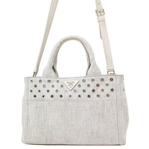 Prada Canapa Tote Bag Denim Patch Bianco White White